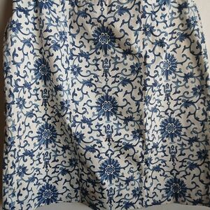 Ralph Lauren Blue and White Floral A-Line Skirt